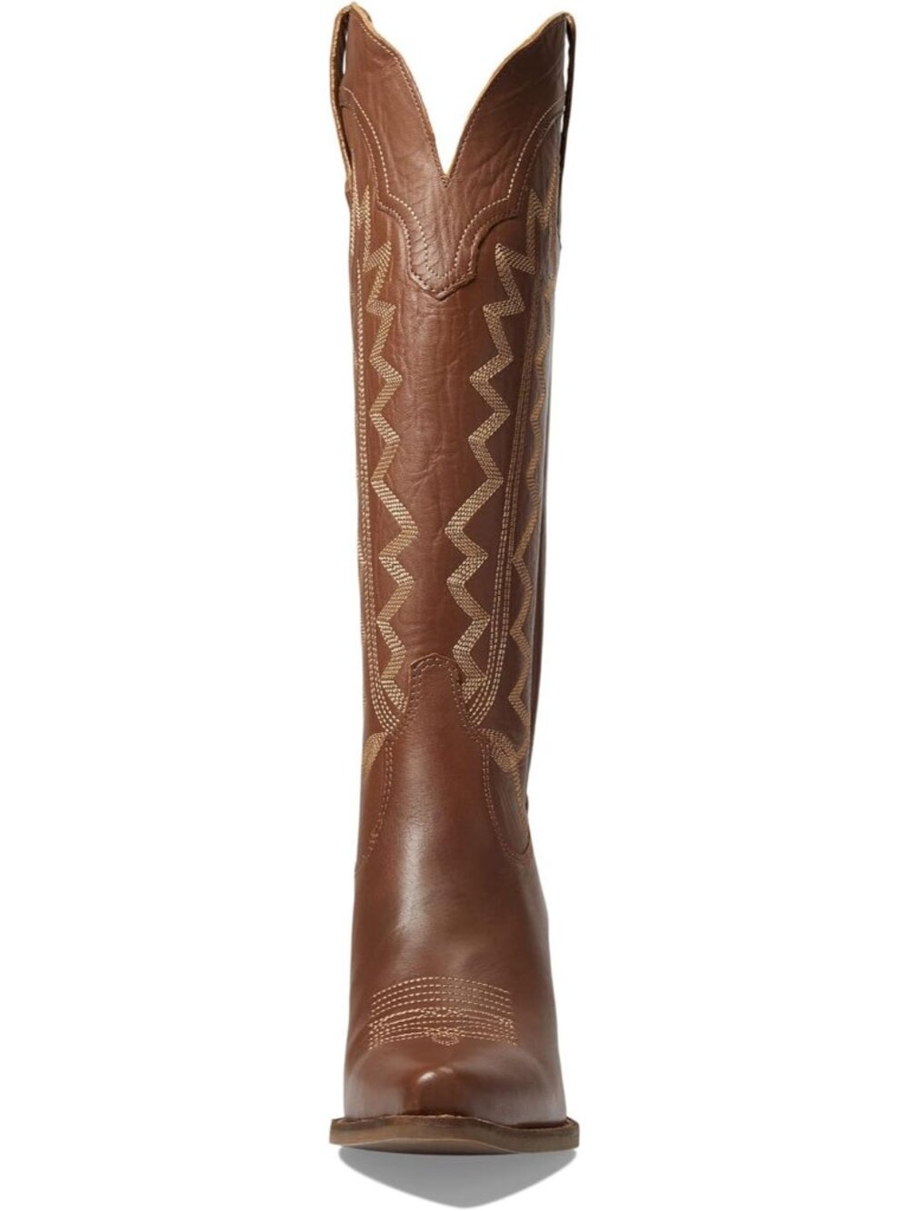Women's Brown High Cotton Embroidery Snip Toe Casual Boots Knee High Mid Heel - Picture 2 of 6